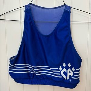 Cheer Athletics blue and white Sports Bra adult medium